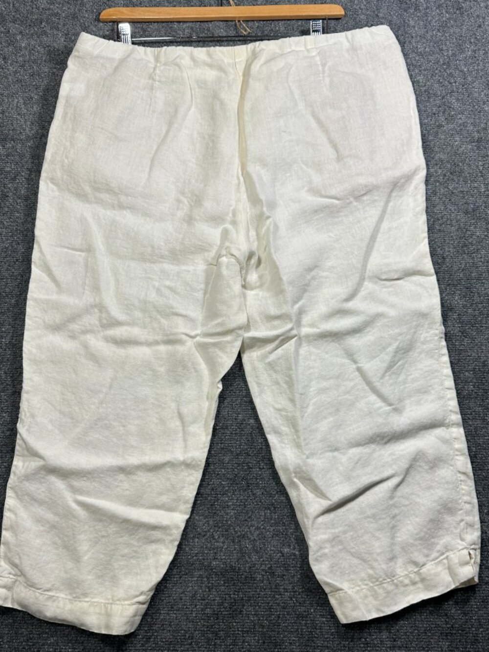 J Jill Pants Womens XL Love Linen Ivory Flat Front Pull On Elastic Waist Pockets - Picture 6 of 7